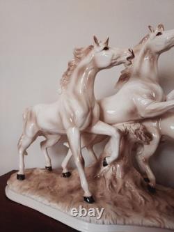 Large ECHT ALTMANN Art Sculpture of RUNNING STALLIONS by J. Stewarle- excellen