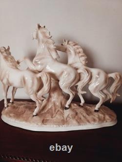Large ECHT ALTMANN Art Sculpture of RUNNING STALLIONS by J. Stewarle- excellen