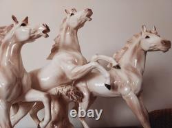 Large ECHT ALTMANN Art Sculpture of RUNNING STALLIONS by J. Stewarle- excellen
