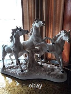 Large ECHT ALTMANN Art Sculpture of RUNNING STALLIONS by J. Stewarle- excellen