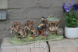 Large German porcelain carriage coach princess 4 horses Statue group