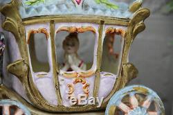 Large German porcelain carriage coach princess 4 horses Statue group