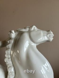 Large Herend XXL White Porcelain Figurine Amazon Nude Woman On Horse #15760