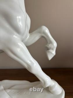 Large Herend XXL White Porcelain Figurine Amazon Nude Woman On Horse #15760