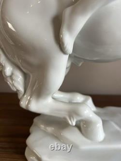 Large Herend XXL White Porcelain Figurine Amazon Nude Woman On Horse #15760