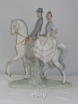 Large Lladro Porcelain 4647 Andalusian Spanish Couple on Horse