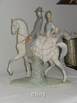 Large Lladro Porcelain 4647 Andalusian Spanish Couple on Horse