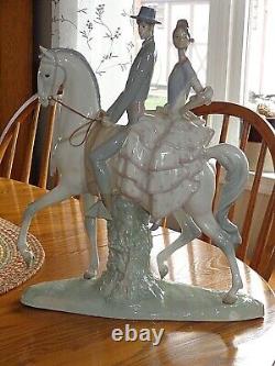 Large Lladro Porcelain 4647 Andalusian Spanish Couple on Horse