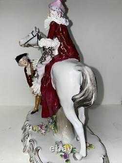 Large Sitzendorf Porcelain Figurine Woman on a Horse