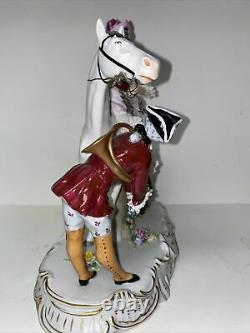 Large Sitzendorf Porcelain Figurine Woman on a Horse