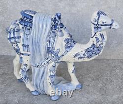 Large Vtg Delft Blue Holland 15 Hand Painted Camel Sculpture Statue Art Pottery