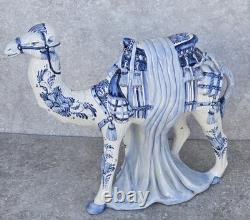 Large Vtg Delft Blue Holland 15 Hand Painted Camel Sculpture Statue Art Pottery