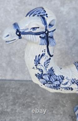 Large Vtg Delft Blue Holland 15 Hand Painted Camel Sculpture Statue Art Pottery