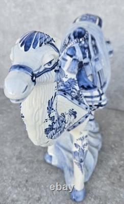 Large Vtg Delft Blue Holland 15 Hand Painted Camel Sculpture Statue Art Pottery