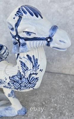 Large Vtg Delft Blue Holland 15 Hand Painted Camel Sculpture Statue Art Pottery
