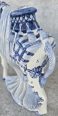 Large Vtg Delft Blue Holland 15 Hand Painted Camel Sculpture Statue Art Pottery