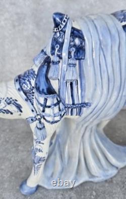 Large Vtg Delft Blue Holland 15 Hand Painted Camel Sculpture Statue Art Pottery
