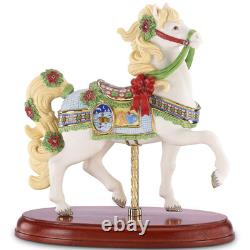 Lenox 2014 Christmas Carousel Horse Figurine Poinsettias Handpainted #841151 New