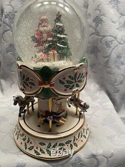 Lenox Carousel Horse Figurine Snow Globe Porcelain Music Box Christmas
