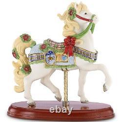 Lenox Christmas Gingerbread Carousel Horse Figurine Annual Poinsettias 2014 NEW