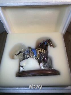 Lenox Clydesdale Christmas Porcelain Carousel Horse Wood Base Figurine 8 H New