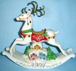 Lenox Lighted Holiday Reindeer Rocking Horse Figurine Golden Horns 859616 New