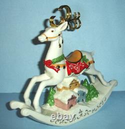 Lenox Lighted Holiday Reindeer Rocking Horse Figurine Golden Horns 859616 New