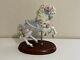 Lenox Porcelain Carousel Horse Figurine With Pink & Blue Ribbons & Flowers