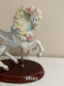 Lenox Porcelain Carousel Horse Figurine with Pink & Blue Ribbons & Flowers