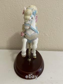 Lenox Porcelain Carousel Horse Figurine with Pink & Blue Ribbons & Flowers