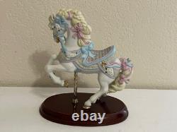 Lenox Porcelain Carousel Horse Figurine with Pink & Blue Ribbons & Flowers