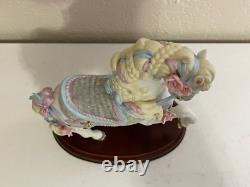 Lenox Porcelain Carousel Horse Figurine with Pink & Blue Ribbons & Flowers