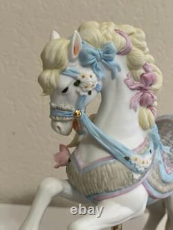 Lenox Porcelain Carousel Horse Figurine with Pink & Blue Ribbons & Flowers