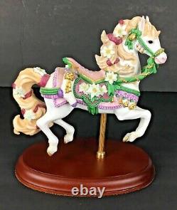 Lenox1993 Porcelain The Carousel Christmas Horse Poinsettias Wood Pedestal