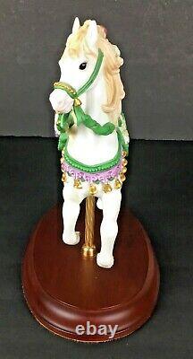 Lenox1993 Porcelain The Carousel Christmas Horse Poinsettias Wood Pedestal