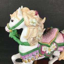 Lenox1993 Porcelain The Carousel Christmas Horse Poinsettias Wood Pedestal