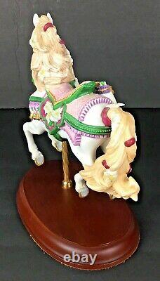 Lenox1993 Porcelain The Carousel Christmas Horse Poinsettias Wood Pedestal