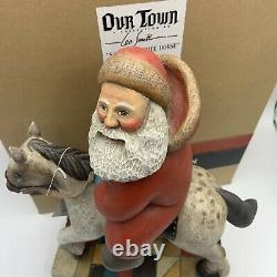 Leo Smith Folk Art SANTA ON WHITE HORSE Hand Signed Dept 56 OUR TOWN 1999