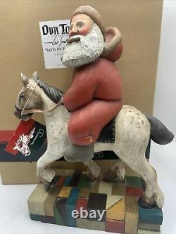 Leo Smith Folk Art SANTA ON WHITE HORSE Hand Signed Dept 56 OUR TOWN 1999