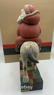 Leo Smith Folk Art SANTA ON WHITE HORSE Hand Signed Dept 56 OUR TOWN 1999