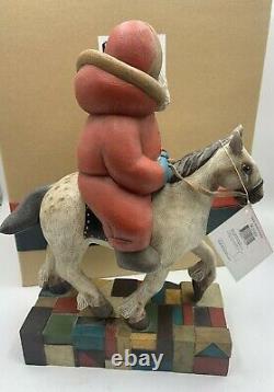 Leo Smith Folk Art SANTA ON WHITE HORSE Hand Signed Dept 56 OUR TOWN 1999