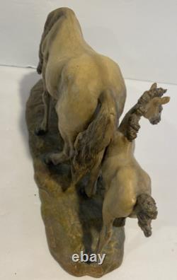 Limited Edition Porcelain Carved Horse And Pony. Numbered 894. Made In Italy