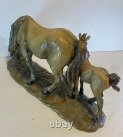 Limited Edition Porcelain Carved Horse And Pony. Numbered 894. Made In Italy