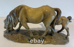 Limited Edition Porcelain Carved Horse And Pony. Numbered 894. Made In Italy