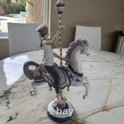 Lladro 1470 Boy On Carousel Horse XL Sculpture 15 Mib Retired / Free Girl