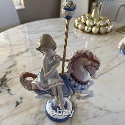 Lladro 1470 Boy On Carousel Horse XL Sculpture 15 Mib Retired / Free Girl
