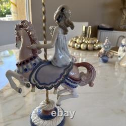 Lladro 1470 Boy On Carousel Horse XL Sculpture 15 Mib Retired / Free Girl