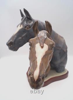 Lladro 3511 Horse Heads GRES Hard to Find EUC No Box