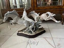 Lladro -Born Free Horses Sculpture Figurine Collectibles. Wood Base Included