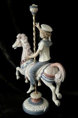 Lladro Boy on Carousel Horse Item #1470 RETIRED Mint cond with box